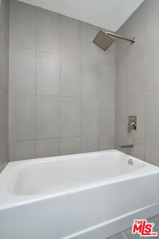a bathroom with a bathtub