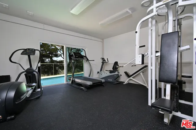a view of a room with gym equipment