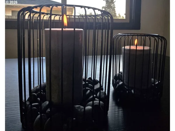 a view of gallery with wooden floor