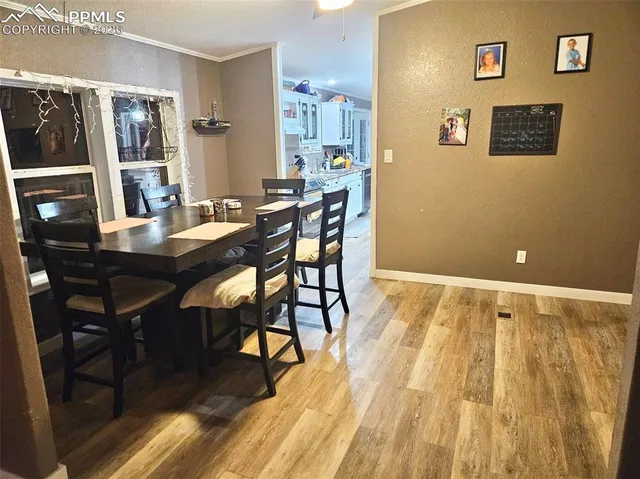 a workspace with wooden floor