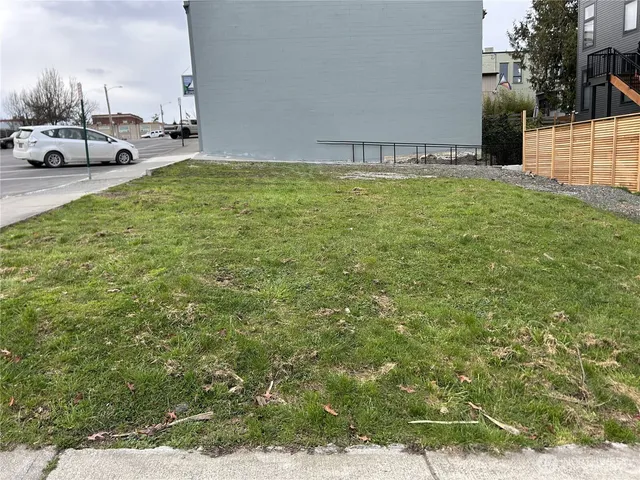 a view of yard with car parked