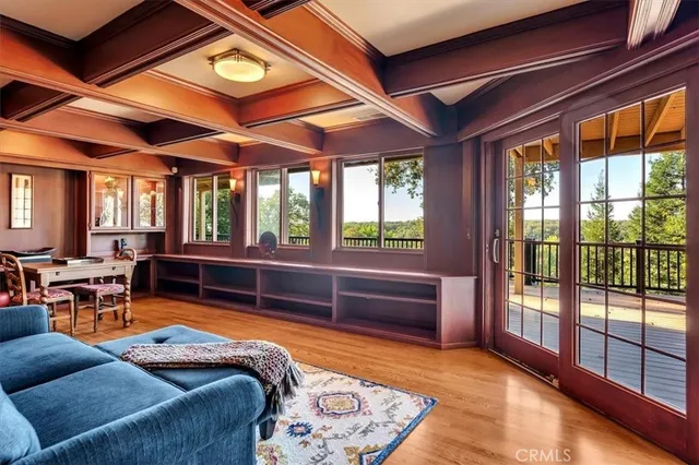 a workspace with furniture and window