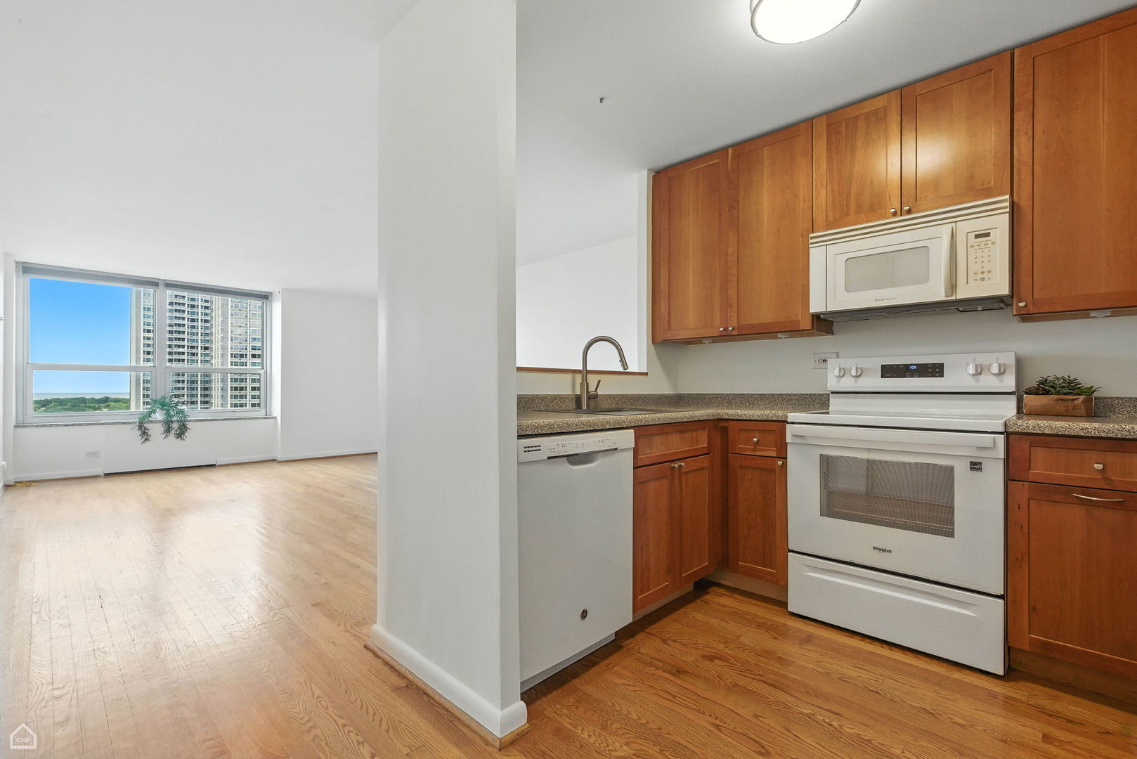 720 West Gordon Terrace, Unit 16E Chicago, IL 60613 - Photo 4 of 34 a kitchen with a sink cabinets and wooden floor