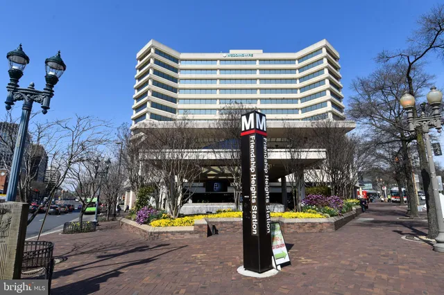 a front view of a building with street