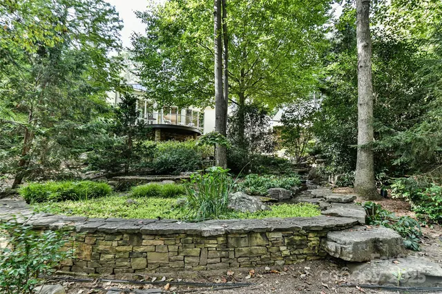 a view of statue in the garden