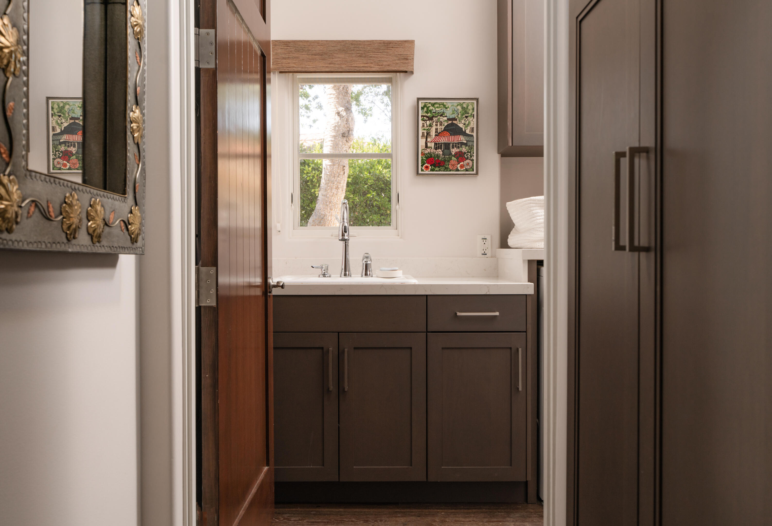 485 Monarch Lane Montecito, CA 93108 - Photo 21 of 28 a bathroom with a sink and a mirror