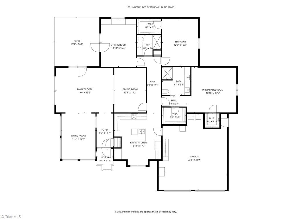 130 Linden Place Bermuda Run, NC 27006 - Photo 24 of 24 Floorplan w/Room Measurements