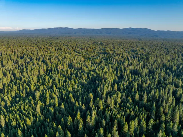 a view of mountain with sunset in background