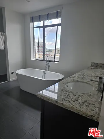 a view of a bathtub in a room