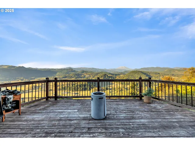 a view of wooden floor with a lake