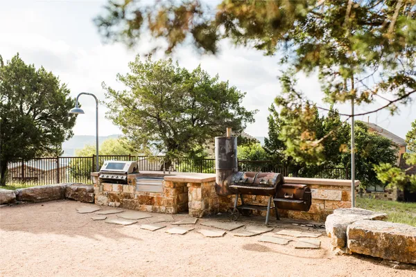 a view of a porch with furniture