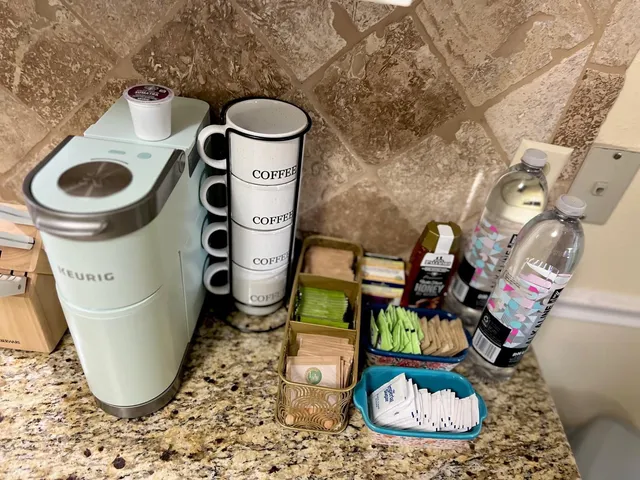 a view of a couch in a kitchen