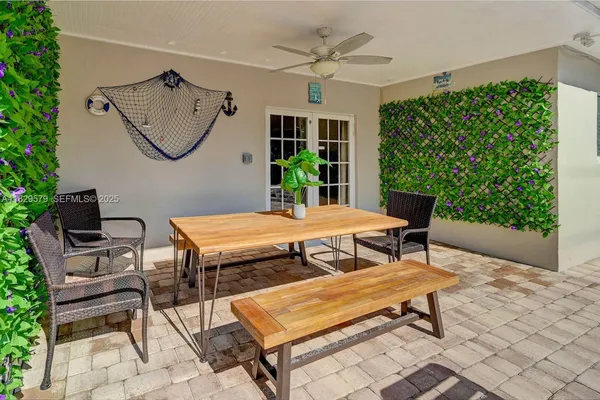 a outdoor space with furniture