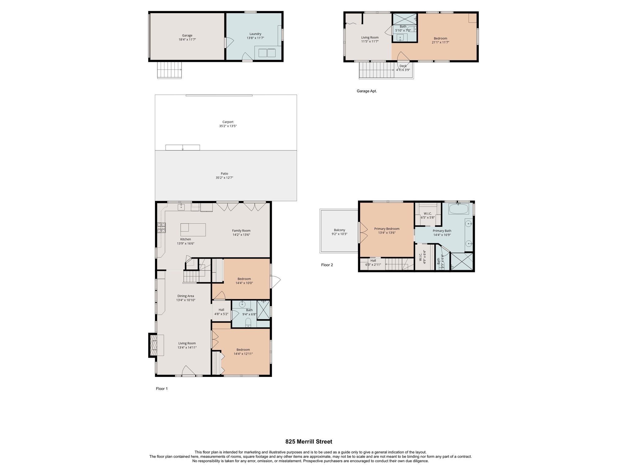 825 Merrill Street Houston, TX 77009 - Photo 36 of 37 Floor plan- for marketing purposes only. Buyer to verify dimensions and accuracy.