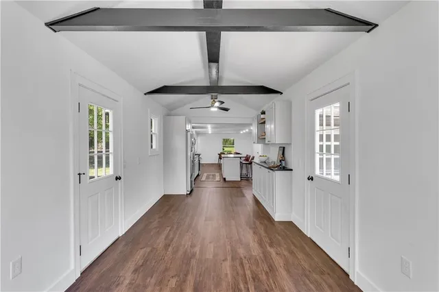 a view of a house with wooden floor