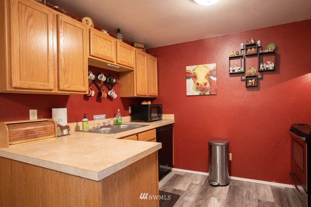 4620 Crescent Court Southwest Rochester, WA 98579 - Photo 10 of 12 a kitchen with stainless steel appliances a sink and a refrigerator