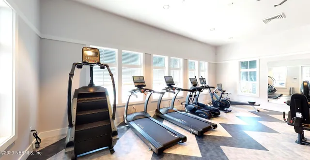 a view of a room with gym equipment