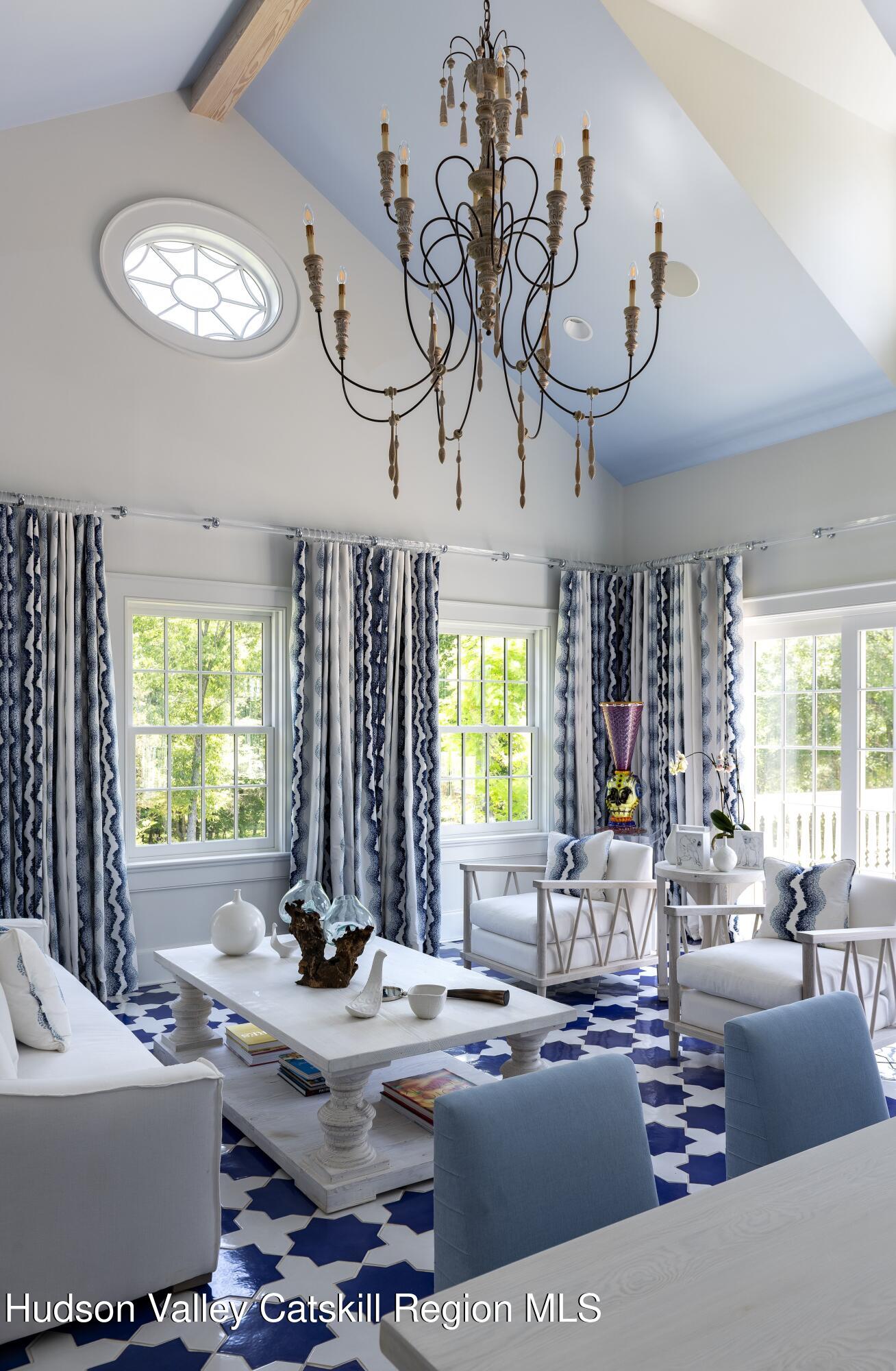 309 Woodstock Road Millbrook, NY 12545 - Photo 39 of 51 a living room with large couches chandelier and a large window