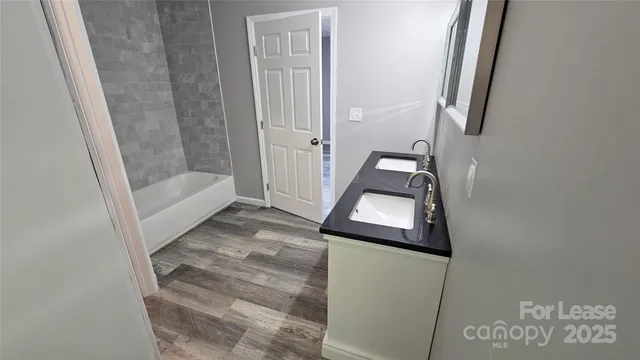 a bathroom with a tub