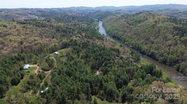 a view of a city with lush green forest
