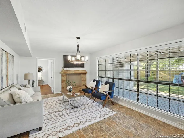 a living room with furniture