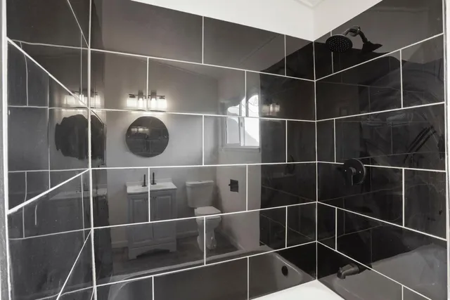 a bathroom with a shower