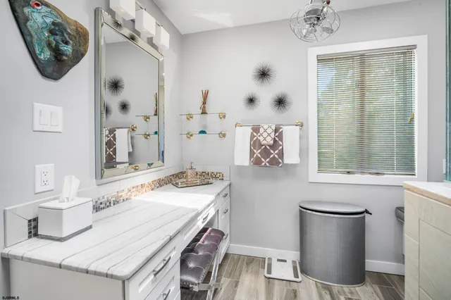 a dining room with wooden floor