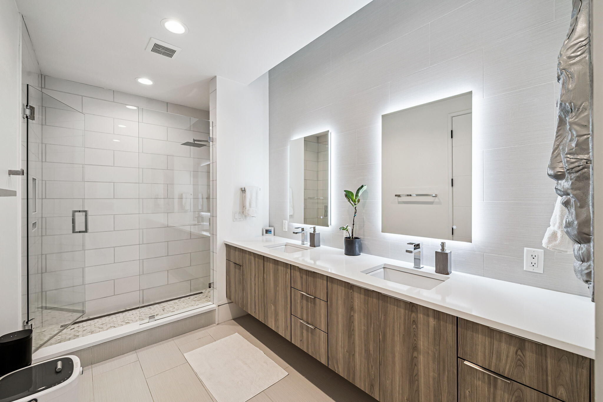 114 Surfside Drive Santa Rosa Beach, FL 32459 - Photo 17 of 45 a bathroom with a double sink shower and a mirror