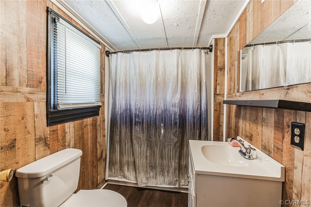 381 Moses Mill Road Chatham, VA 24531 - Photo 15 of 31 a bathroom with a sink a toilet and shower curtain
