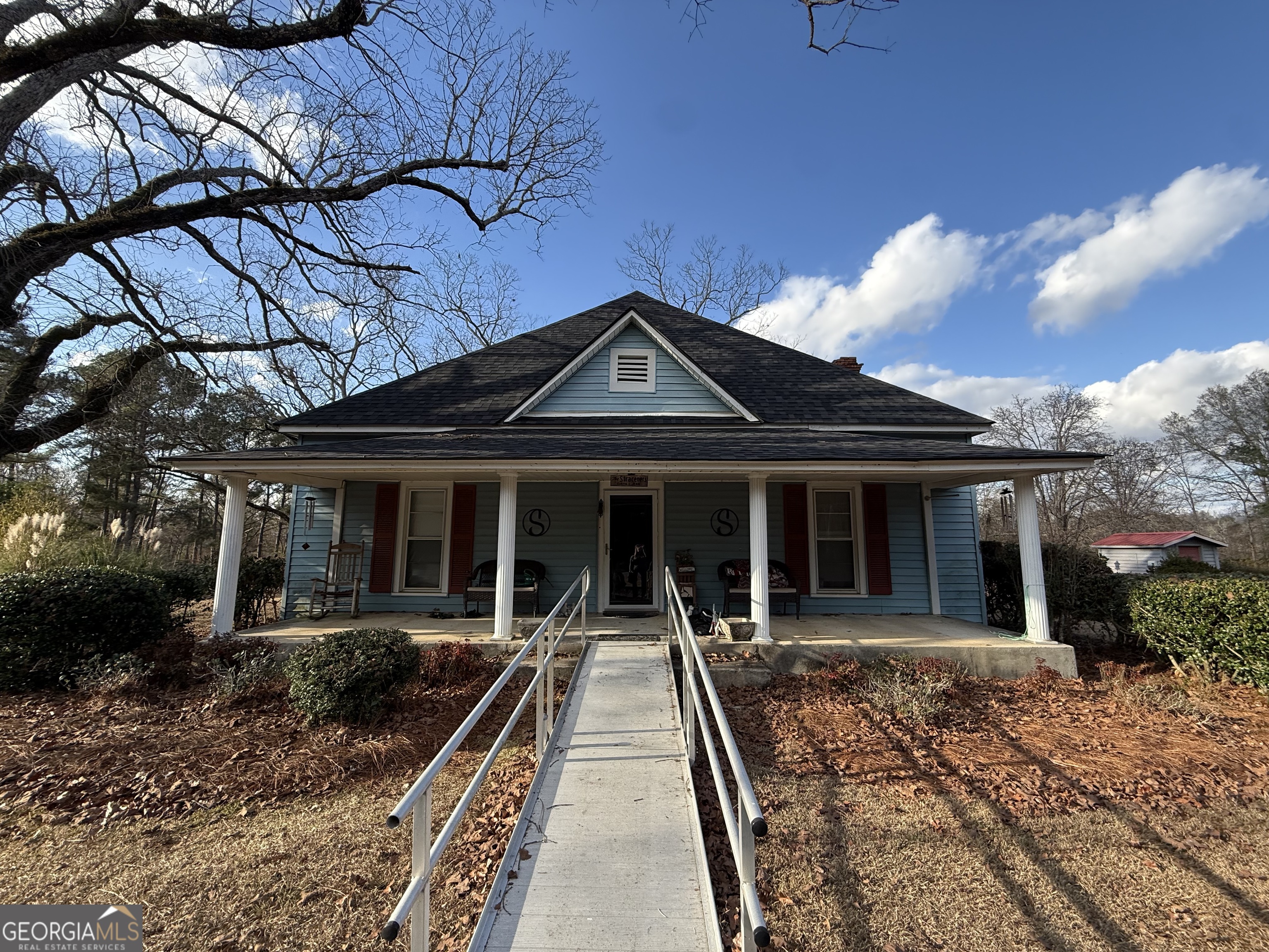 a view of a house with a large windows