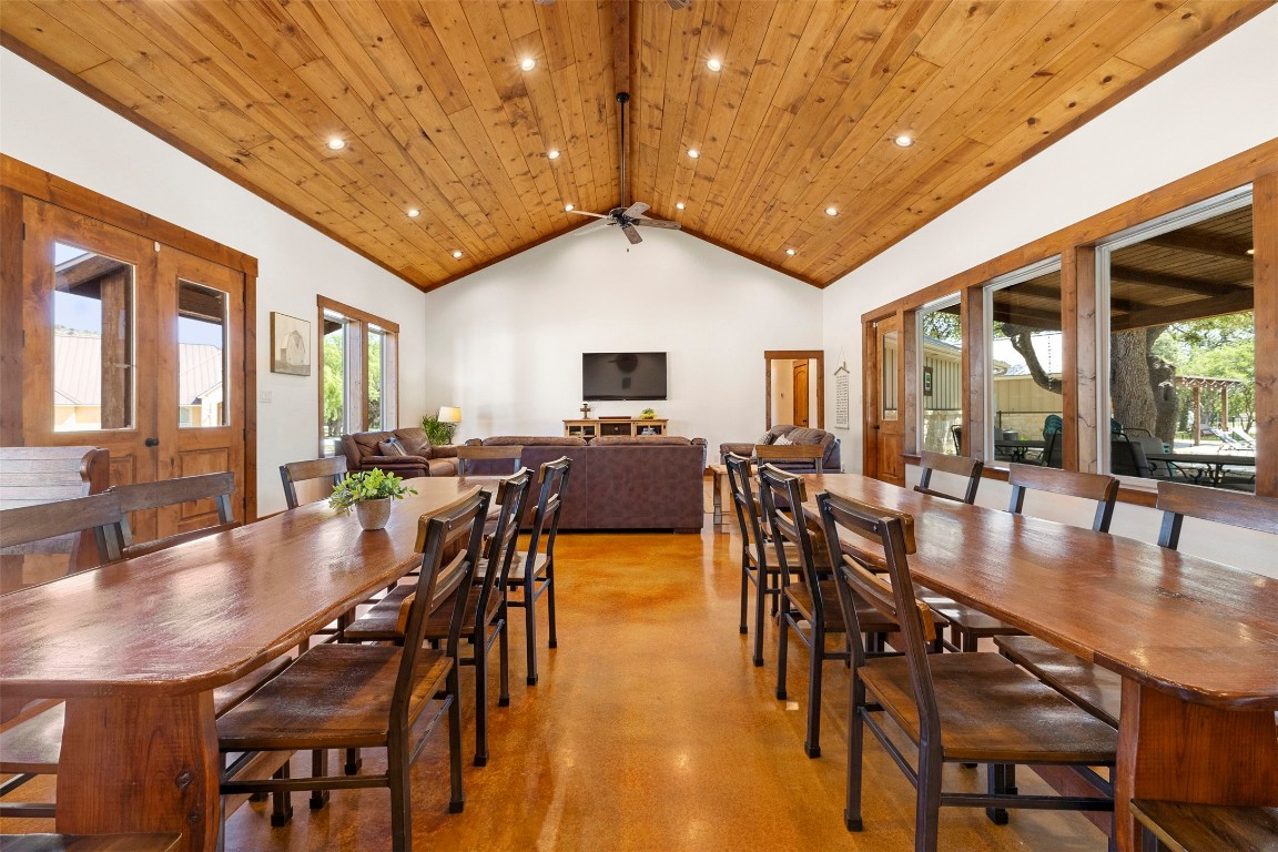 11 Stepping Stone Lane Concan, TX 78838 - Photo 8 of 47 a view of a dining room with furniture window and wooden floor