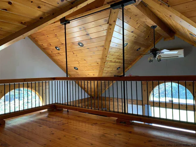 a view of balcony with a floor to ceiling window