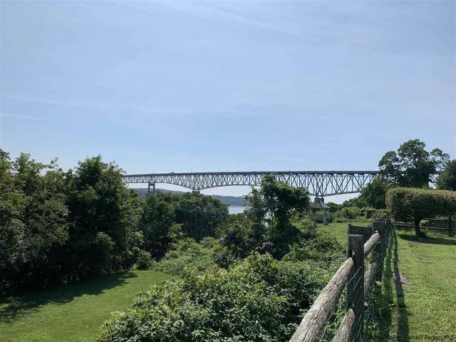 a view of a swimming pool and trees in the background