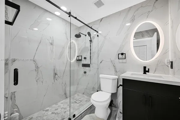 a bathroom with a shower