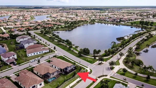 an aerial view of a city with houses