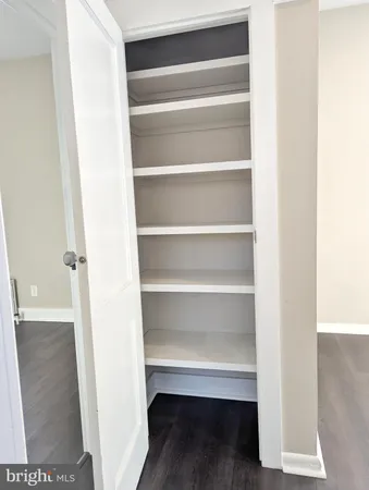 a view of walk in closet with empty racks