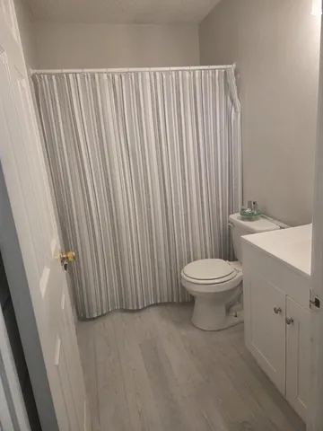 a bathroom with a sink a toilet and vanity
