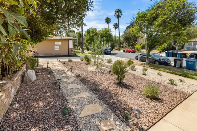 a view of a yard with plants