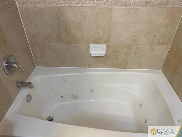 a bathroom with a bathtub