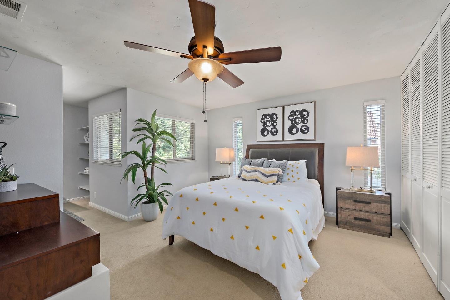 1213 Capri Drive Campbell, CA 95008 - Photo 15 of 27 a bedroom with a bed and ceiling fan