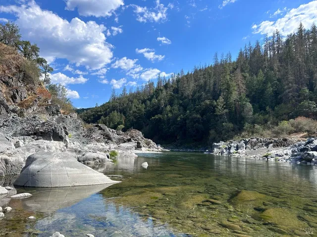 a view of a lake with houses