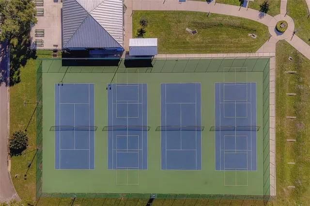an aerial view of a house