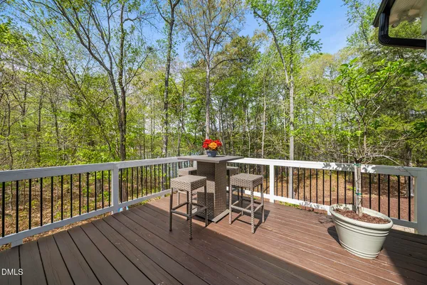 a deck view with a seating space