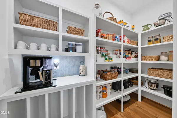 a view of shelf with shelves