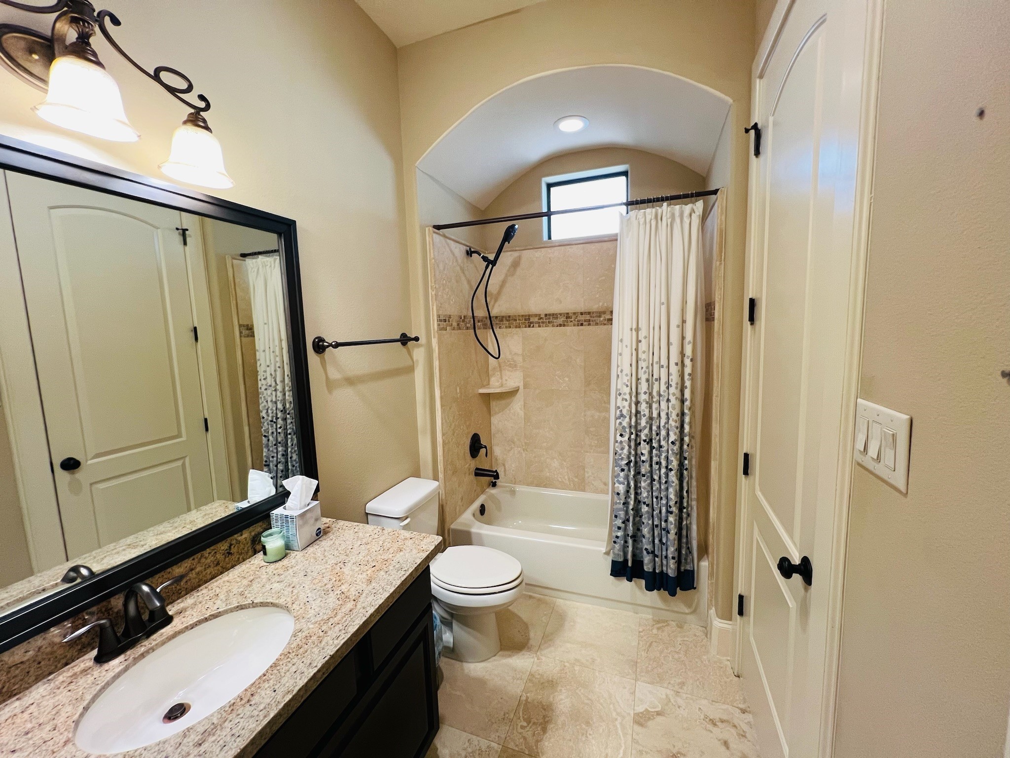4310 Floyd Street, Unit B Houston, TX 77007 - Photo 10 of 44 a bathroom with a double vanity sink toilet mirror and shower