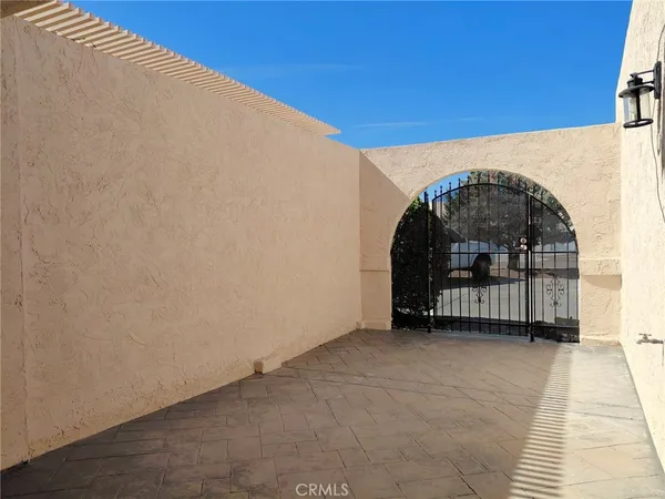 a view of a blue door in front of a house