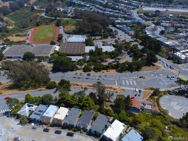 an aerial view of multiple house