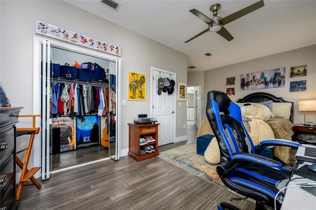 an aerial view of a house