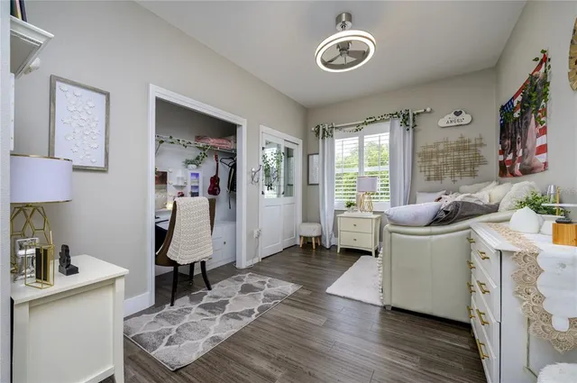 an aerial view of a house