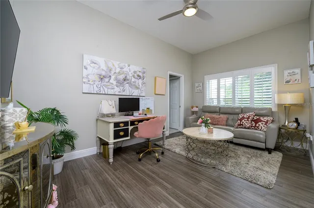 a backyard of a house with a yard and lake view